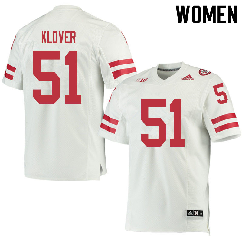 Women #51 Braden Klover Nebraska Cornhuskers College Football Jerseys Sale-White